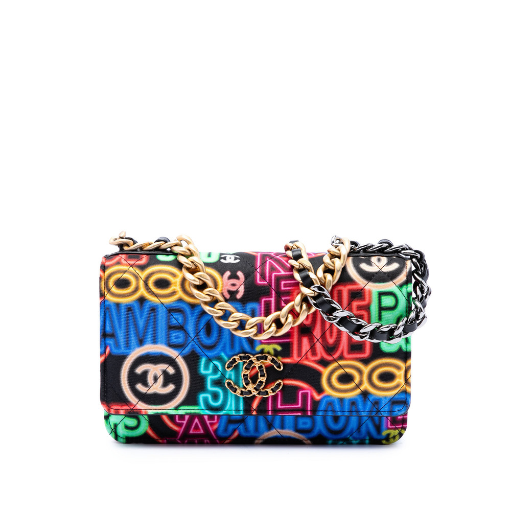 Pre-Loved Chanel Printed Nylon Graffiti 19 Wallet on Chain